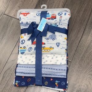 Colorful Baby receiving Blanket Set with Vehicles